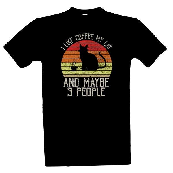 Tričko s potiskem I like coffee my cat 